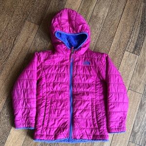 Girls The North Face Puffer Fleece Jacket Sz 6 Pink Purple